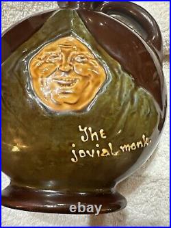 1910 Royal Doulton Kingsware Dewars Whiskey Jug / Pitcher Vase The Jovial Monk