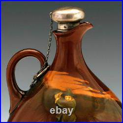 1922 Royal Doulton Golfing Kingsware Whiskey Jug Bottle Noke Silver