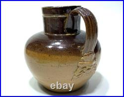 19C Royal Doulton Lambeth Brown Glazed Stoneware Harvest Creamer Mini Jug 3-1/8