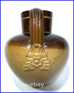 19C Royal Doulton Lambeth Brown Glazed Stoneware Harvest Creamer Mini Jug 3-1/8