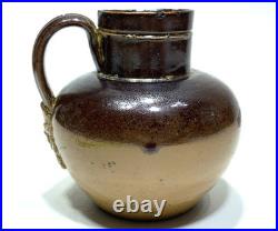 19C Royal Doulton Lambeth Brown Glazed Stoneware Harvest Creamer Mini Jug 3-1/8
