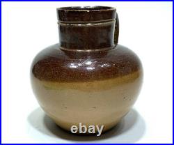 19C Royal Doulton Lambeth Brown Glazed Stoneware Harvest Creamer Mini Jug 3-1/8