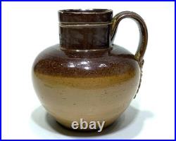 19C Royal Doulton Lambeth Brown Glazed Stoneware Harvest Creamer Mini Jug 3-1/8
