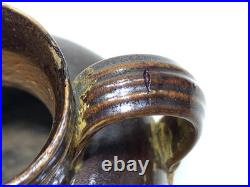 19C Royal Doulton Lambeth Brown Glazed Stoneware Harvest Creamer Mini Jug 3-1/8