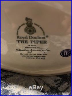 2 Royal Doulton Jugs Large Piper & Large Doulton Clown Fantastic