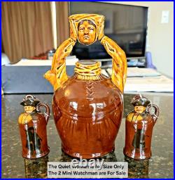 2 Royal Doulton Kingsware Whisky Watchman Modeled Head Mini Miniature Flask Jugs