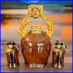 2 Royal Doulton Kingsware Whisky Watchman Modeled Head Mini Miniature Flask Jugs