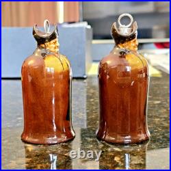 2 Royal Doulton Kingsware Whisky Watchman Modeled Head Mini Miniature Flask Jugs