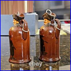 2 Royal Doulton Kingsware Whisky Watchman Modeled Head Mini Miniature Flask Jugs