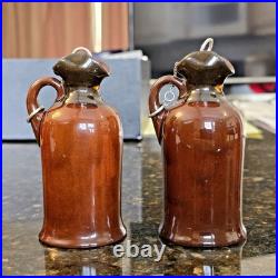 2 Royal Doulton Kingsware Whisky Watchman Modeled Head Mini Miniature Flask Jugs