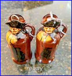 2 Royal Doulton Kingsware Whisky Watchman Modeled Head Mini Miniature Flask Jugs