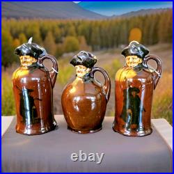 2 Royal Doulton Kingsware Whisky Watchman Modeled Head Mini Miniature Flask Jugs