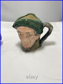 2 Vintage Royal Doulton Miniature Toby Jug Character Mug Auld Mac & Merlin