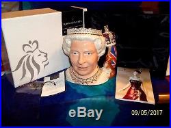 2006 Royal Doulton Queen Elizabeth II D7256 Character Jug Large, C. O. A, Boxed