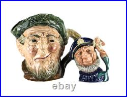 2pc Royal Doulton Auld Mac D5823 Large 6.25, Old Salt D6554 Small Toby Jug Mug