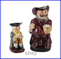 2pc Royal Doulton Sir John Falstaff D6062 Large Happy John D6070 Sm Toby Jug Mug