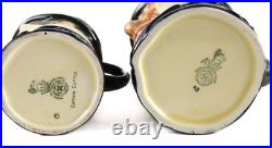 2pc Royal Doulton Small Toby Jugs Capt Cuttle D5842 Medium 4 1/4 & Small 3 1/4
