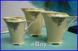 3pc Rare Various ART DECO GREEN Royal Doulton TANGO Tea pot hotwater jug custard