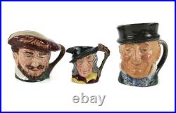 3pc Royal Doulton Sir Francis Drake Mr Micawber Pied Piper Mini Toby Jugs Mugs
