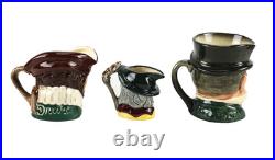 3pc Royal Doulton Sir Francis Drake Mr Micawber Pied Piper Mini Toby Jugs Mugs
