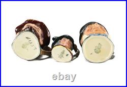 3pc Royal Doulton Sir Francis Drake Mr Micawber Pied Piper Mini Toby Jugs Mugs