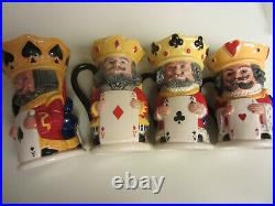 4 Royal Doulton King Queen Heart Spade Diamond Club Toby Mug Jug Set 1994 95 96