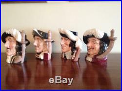 4 Vintage Royal Doulton Large 7 Toby Character Jugs/Mugs, The Four Musketeers