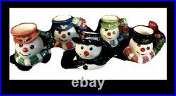 5 Royal Doulton Mini SNOWMAN Jugs ORIGINAL + HOLLY, STOCKING, CRACKER, ROBIN