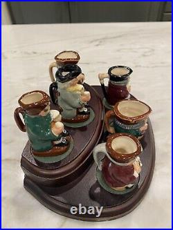 6 Piece Royal Doulton Toby Jugs Miniatures The Best Is Not Too Good with Stand