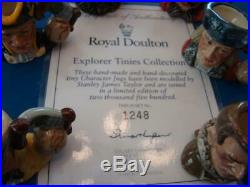 6 Royal Doulton Toby Mug Jugs Tiniest Explorers Set With Stand COA
