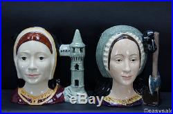 (7) Royal Doulton Henry VIII & 6 Wives D6644 D6643 D6646 D6645 Toby Jug Set