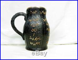 AWESOME Doulton Lambeth Faux LEATHER Jug with Hallmarked Silver Rim Black Jack