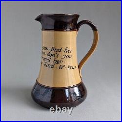 Ale Pitcher ROYAL DOULTON STONEWARE with Motto Antique Early 1900s English #2506