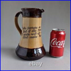 Ale Pitcher ROYAL DOULTON STONEWARE with Motto Antique Early 1900s English #2506