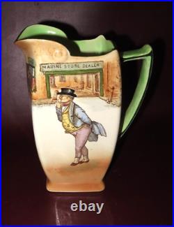 Antique 8 Tall Royal Doulton Dickens Ware Mr. Pickwick Art Pottery Pitcher