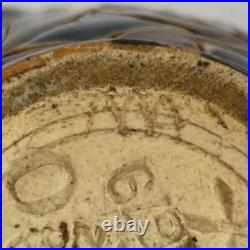 Antique Doulton Lambeth Sterling Silver Rim Small Jug 1879 signed Nellie Garbet