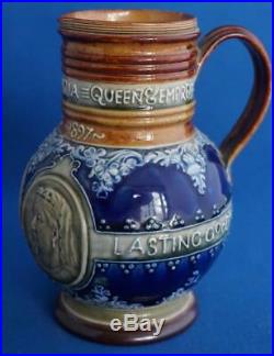 Antique Doulton Lambeth Stoneware Queen Victoria Jubilee Stoneware Jug