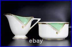 Antique Royal Doulton Art Deco c1930s Cream Jug & Sugar Bowl Green Savona