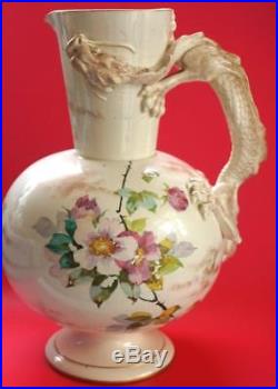Antique Royal Doulton Blush Ivory Dragon Handle Large Jug / Vase