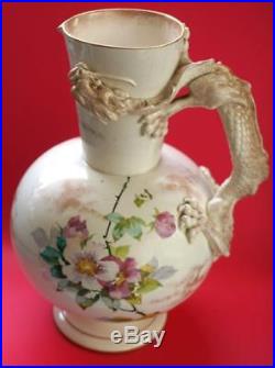 Antique Royal Doulton Blush Ivory Dragon Handle Large Jug / Vase
