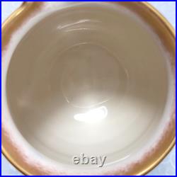 Antique Royal Doulton Burslem Pitcher Jug Blue Peonies Medallions Gold Gilt 5.5