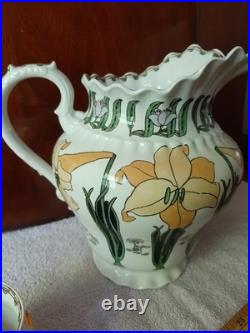 Antique Royal Doulton Co. 10 Pitcher jug England lily pattern no chips 1900's