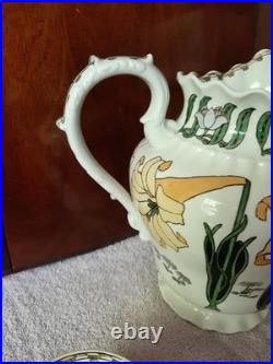 Antique Royal Doulton Co. 10 Pitcher jug England lily pattern no chips 1900's