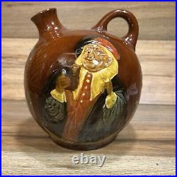 Antique Royal Doulton England Kingsware John Barleycorn Brown Ceramic Flask Jug