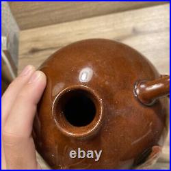 Antique Royal Doulton England Kingsware John Barleycorn Brown Ceramic Flask Jug
