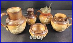Antique Royal Doulton Lambeth Miniature Lot of 5 Jugs, Salts, Pots, Pottery