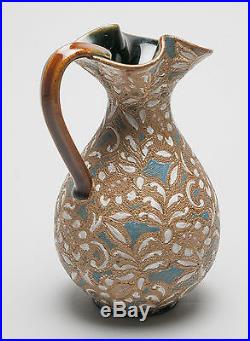 Antique Royal Doulton Lambeth Slaters Patent Stoneware Enamelled Jug Type Vase