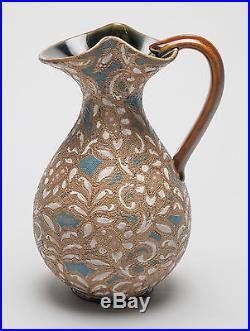 Antique Royal Doulton Lambeth Slaters Patent Stoneware Jug Vase with Enamels