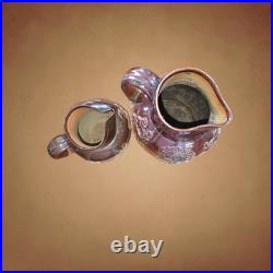 Antique Royal Doulton Lambeth Stoneware Jugs Victorian Pastoral Relief Pair