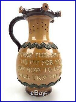 Antique Royal Doulton Motto Stoneware / Pottery Puzzle Jug / Vase